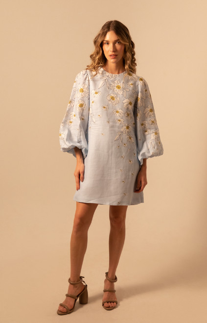 Fiorella Mini Dress - Daisy Baby Blue